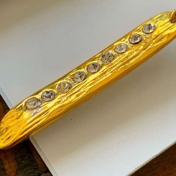 Kara Ross Gold Bar Earrings – Crystal Linear Drop, Gold Tone, NWT - Picture 4 of 7